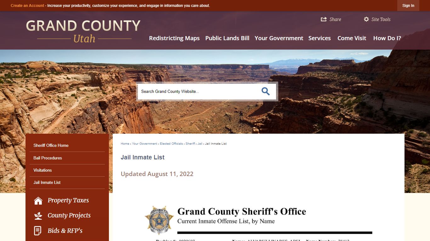 Jail Inmate List | Grand County, UT - Official Website