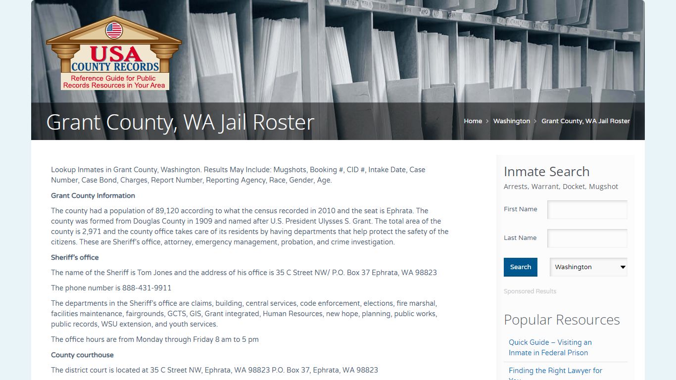 Grant County, WA Jail Roster | Name Search